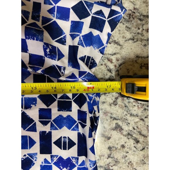 Cato Womens Shift Dress Medium Blue Geometric Print Long Sleeve Knee Length - Picture 5 of 7